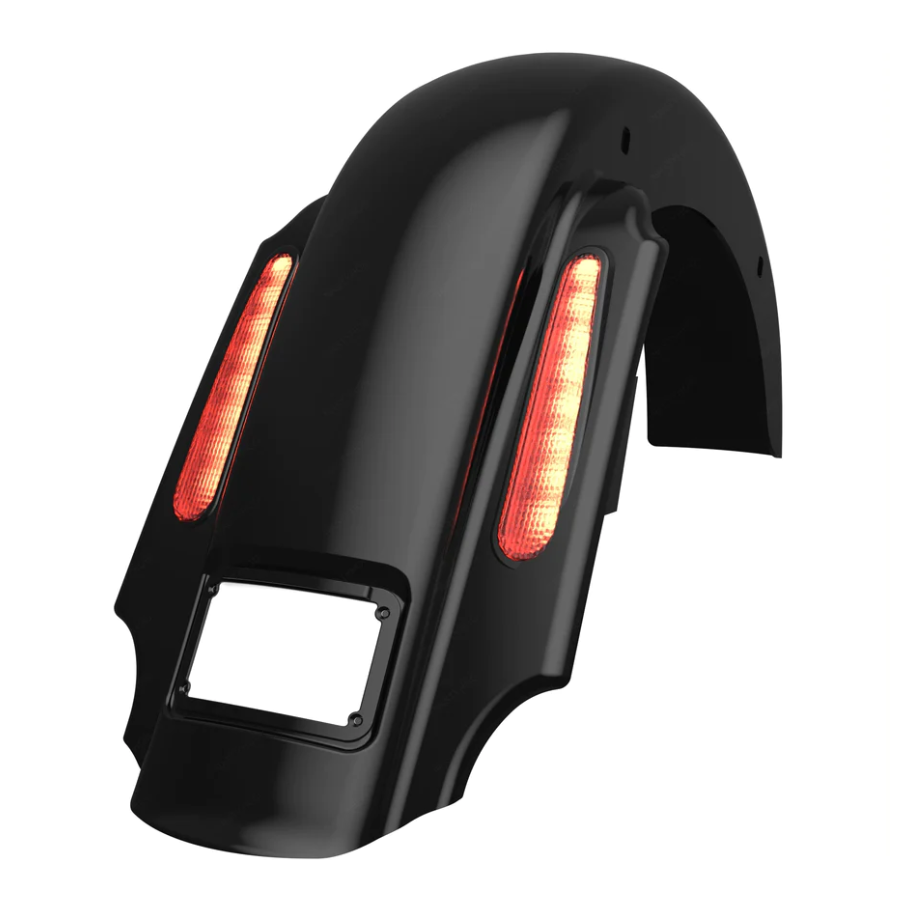 NASTY HOG CVO STYLE REAR FENDER FOR 1993 2008 HARLEY TOURING MODELS Dual Exhaust Vivid Black