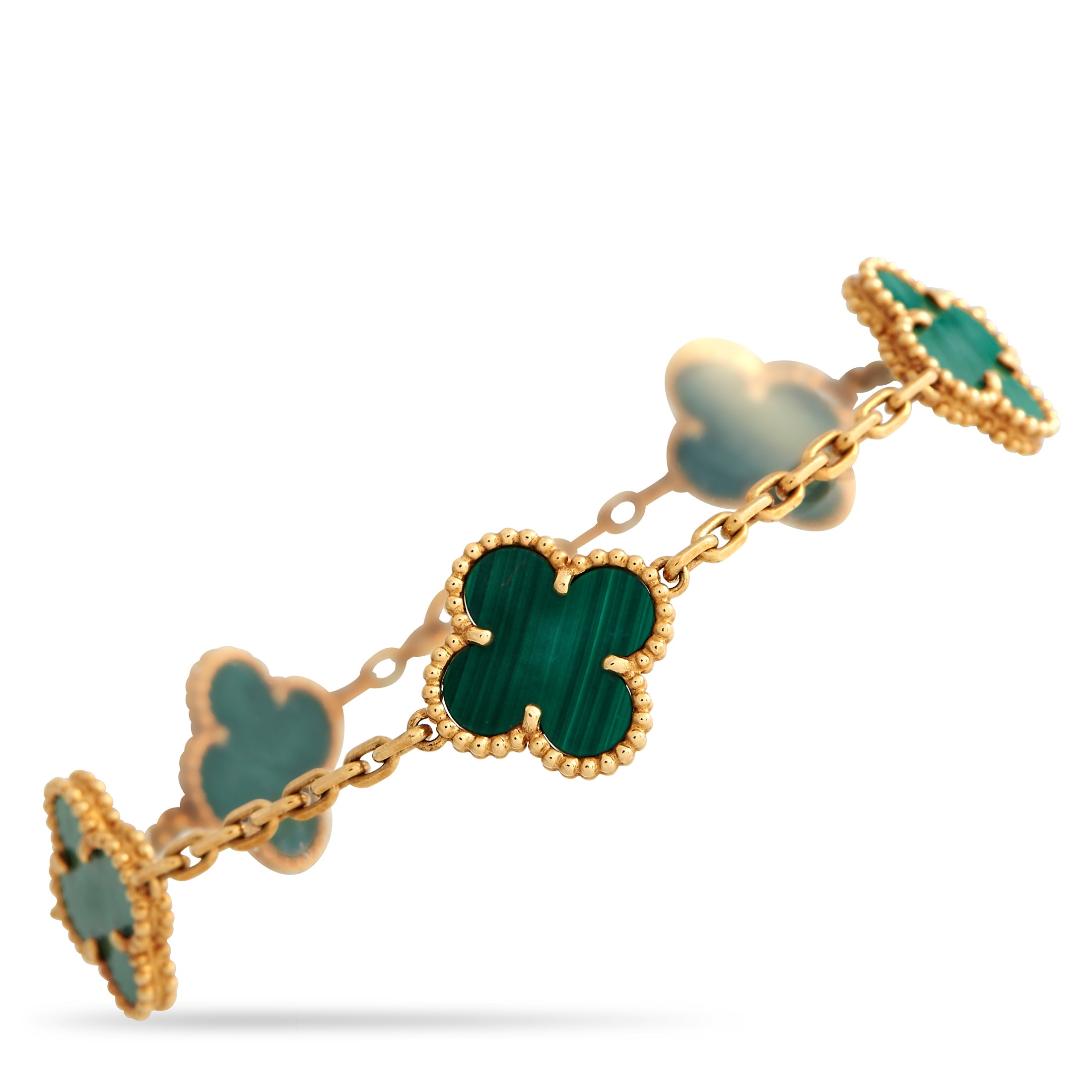 2269 Van Cleef & Arpels Alhambra 18K Yellow Gold Malachite Alhambra Bracelet VC08 031124