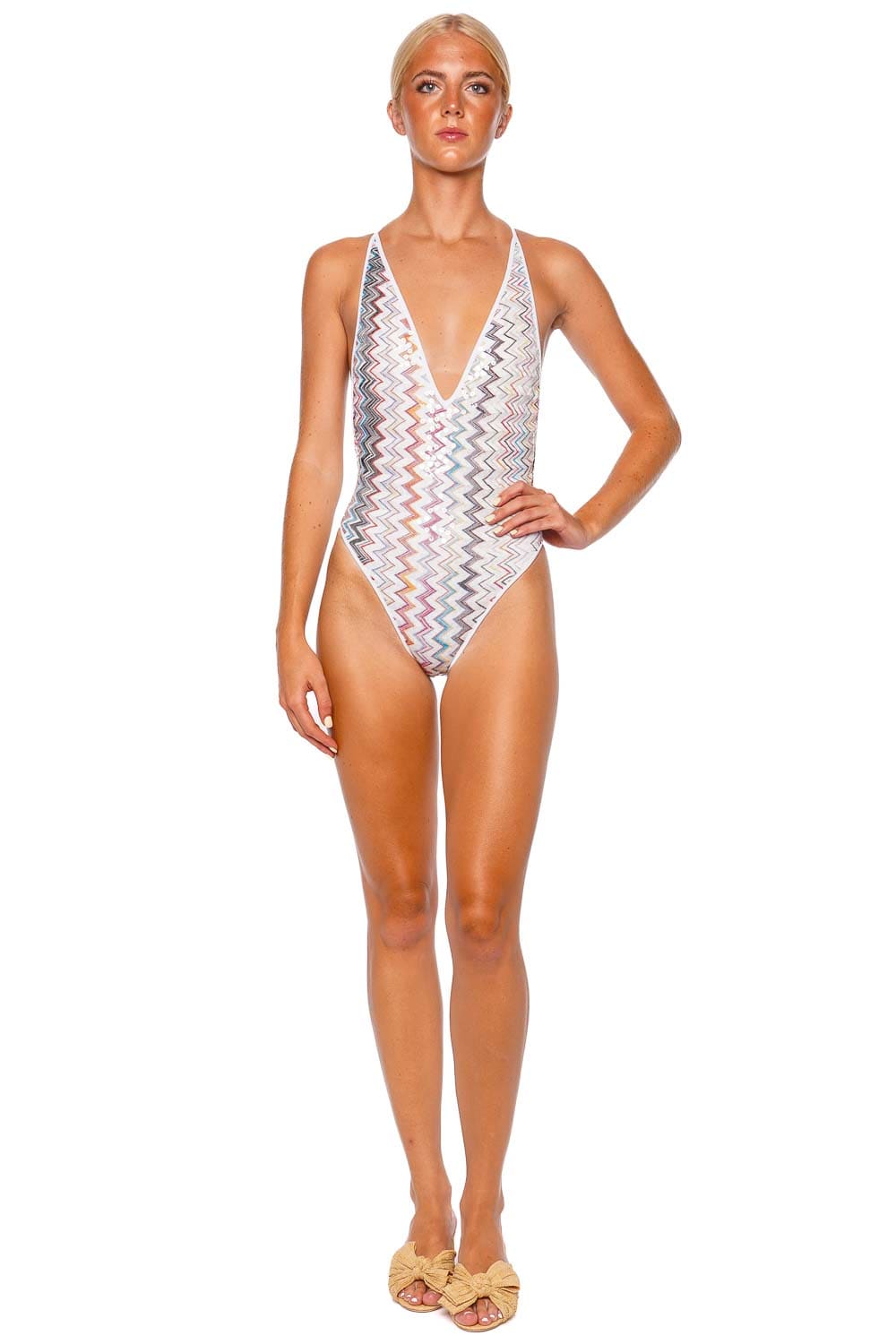 MISSONI Plunging Sequin One Piece Swimsuit