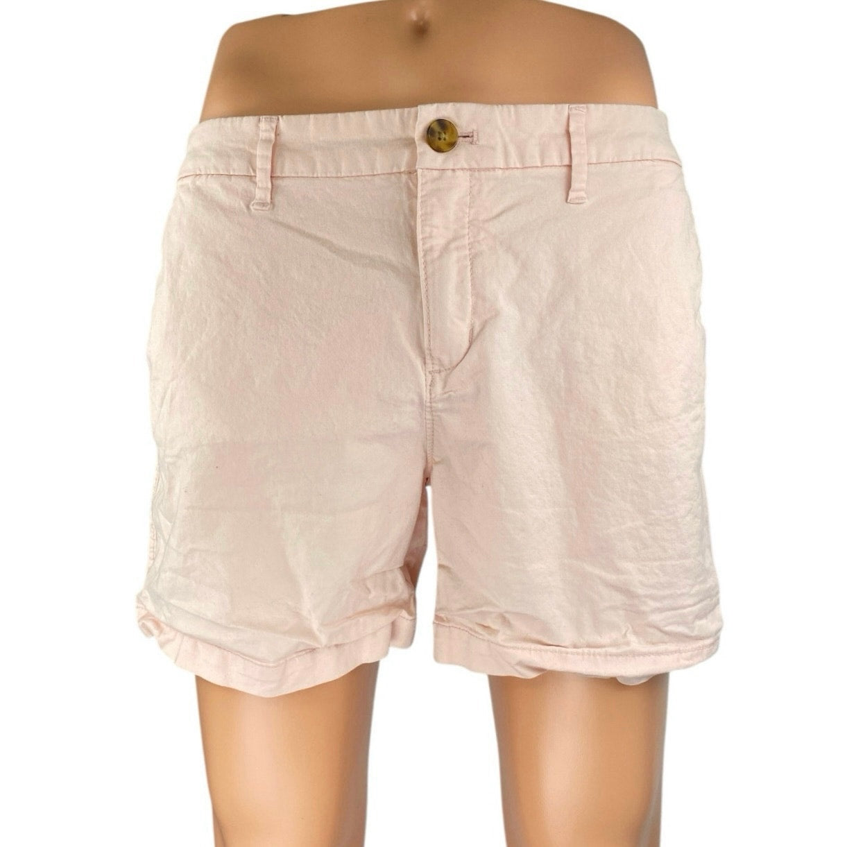 Old Navy Women's Pink Straight Leg Cotton Khaki Chino Bermuda Casual Shorts 8