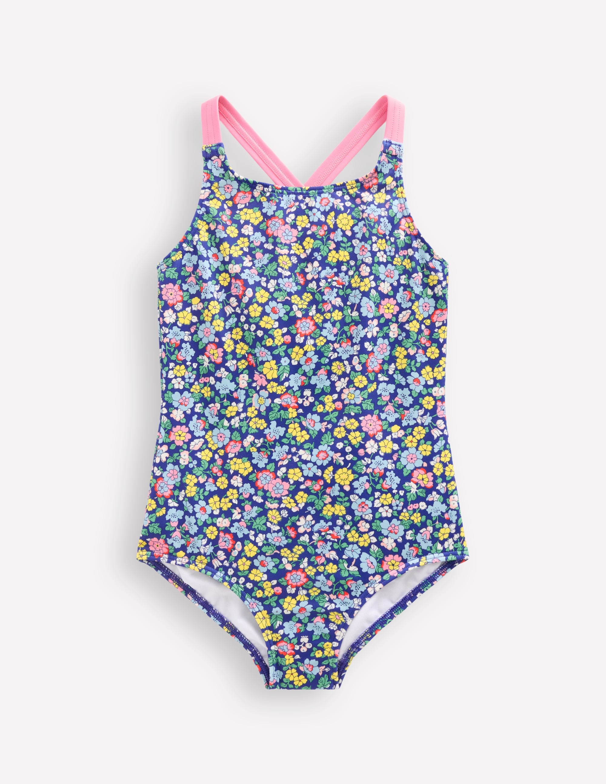 BODEN Cross back Printed Swimsuit Sapphire Blue Nautical Floral