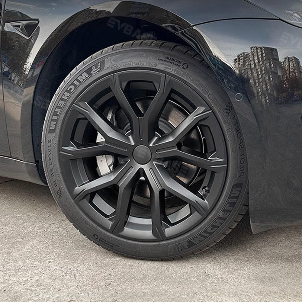 EVBASE PREMIUM EV&TESLA ACCESSORIES Tesla Model 3 Wheel Covers 18 Inch  ABS Sport Hubcaps Aero Wheel Caps Matte Black 4PCS
