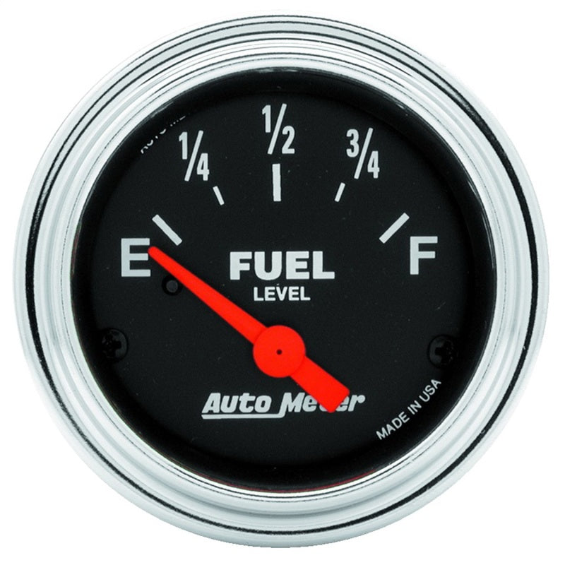 Autometer Traditional Chrome 2 1/16in 33 Ohm   240 Ohm Full Electrical Fuel Level Gauge