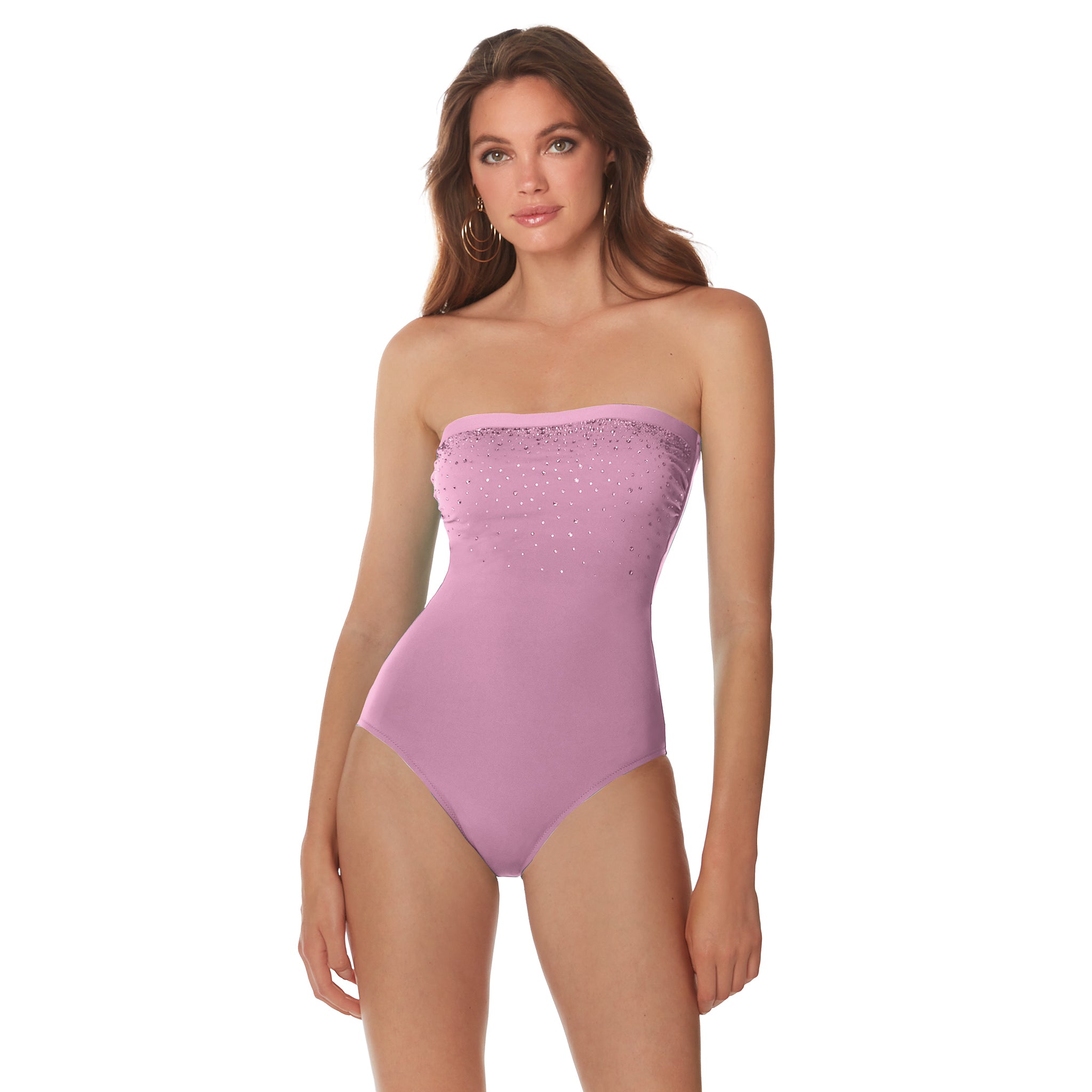 ROIDAL Diamond Cristal Pink Bandeau Swimsuit