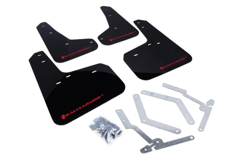 Rally Armor 12 19 Ford Focus ST / 16 19 RS Black Mud Flap w/Red Logo