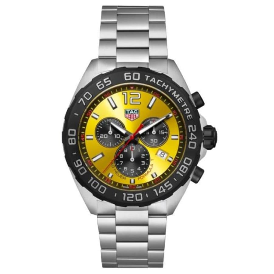 2818 Tag Heuer Formula 1 Quartz Chronograph Yellow Dial Steel Men's Watch CAZ101AM.BA0842