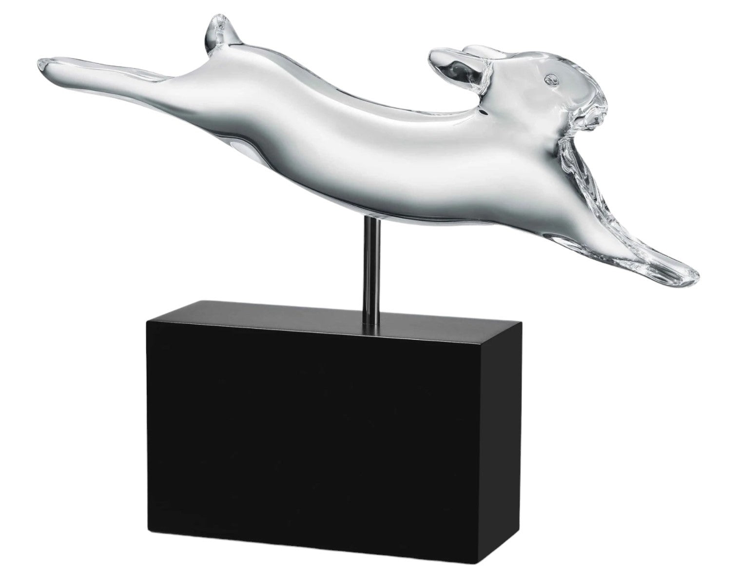 2507 Baccarat 2610093 Pompon Crystal Running Rabbit Figurine with Stand