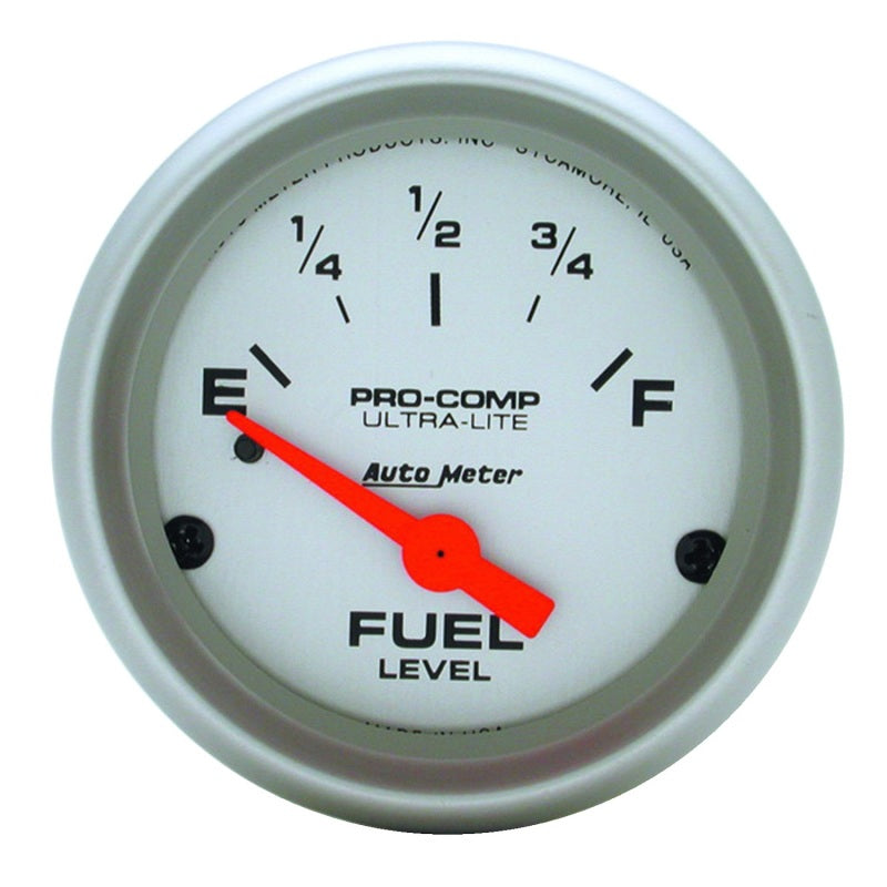 Autometer Ultra Lite 52mm 0 OHMS Empty/30 OHMS Full Short Sweep Electronic Fuel Level Gauge