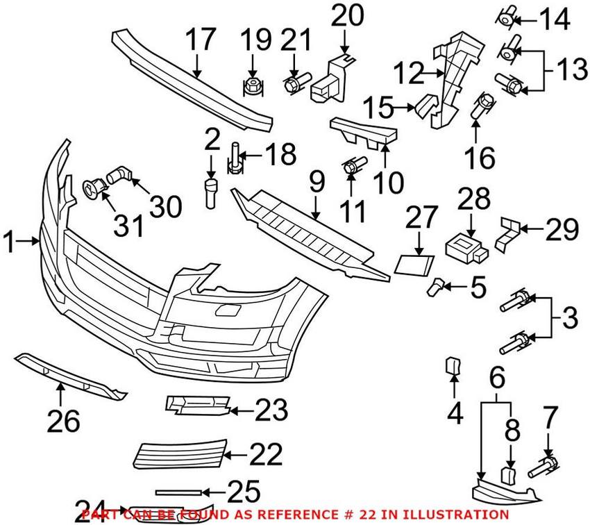 Genuine VW/Audi Grille – Front Driver Side Outer 4L080769701C