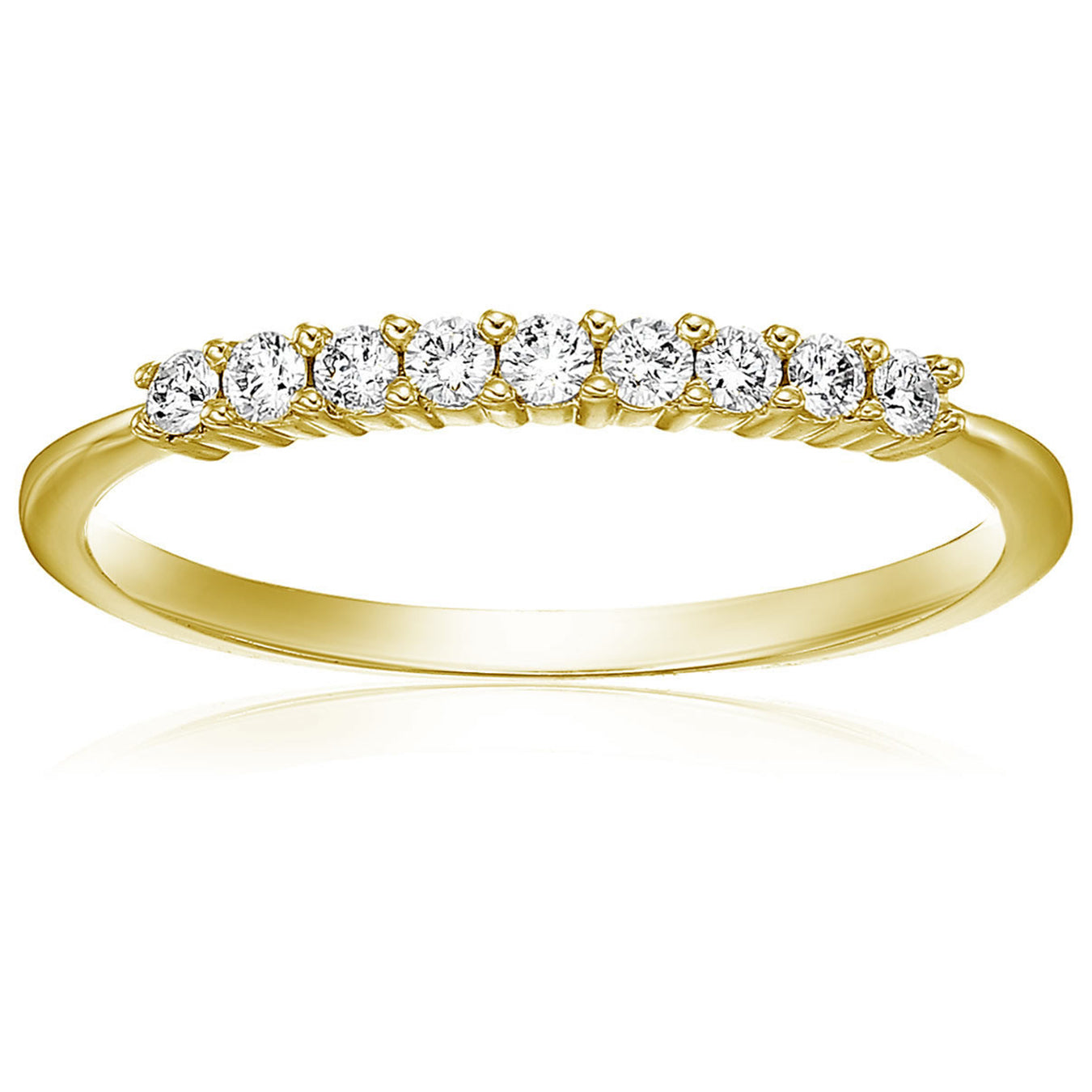 2156 1 5 cttw Petite Diamond Wedding Band in 10K Gold 9 Stones Round