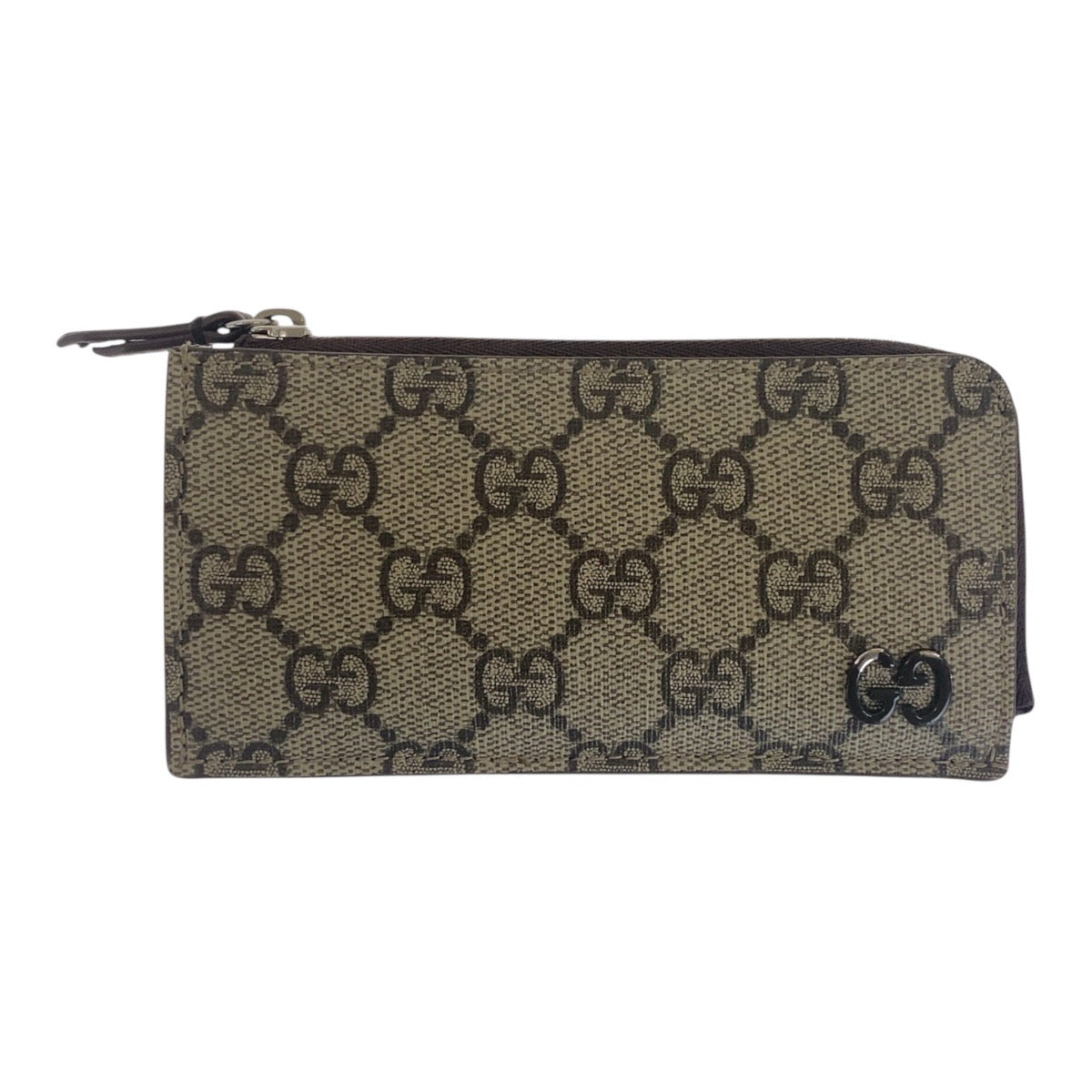 GUCCI Card Case 295233 2184 GG Supreme Canvas Beige Brown SilverMetal Card Case Coin case Unisex GG details mens(Unisex) Used Authentic