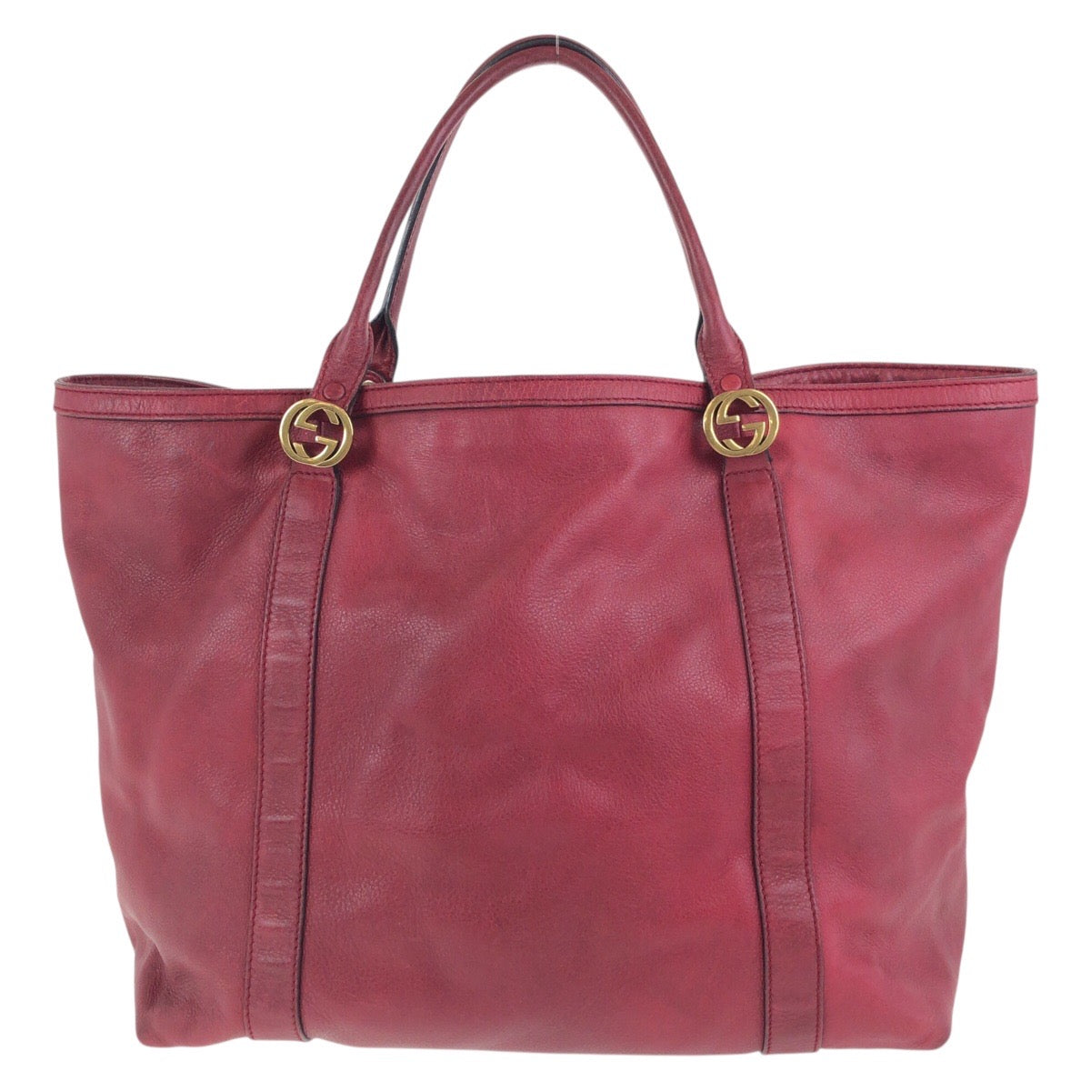 GUCCI Tote Bag 336756 leather Red Gold Metal Interlocking
