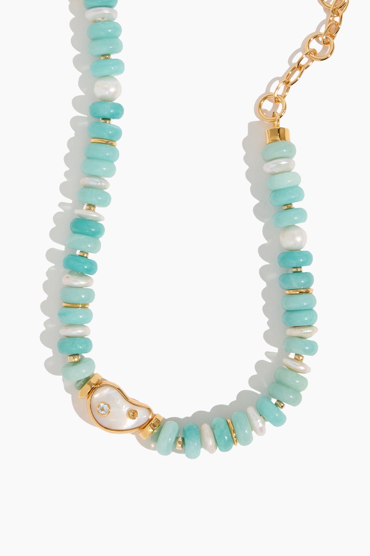 LIZZIE FORTUNATO Goddess Collar in Aqua Pearl Lagoon