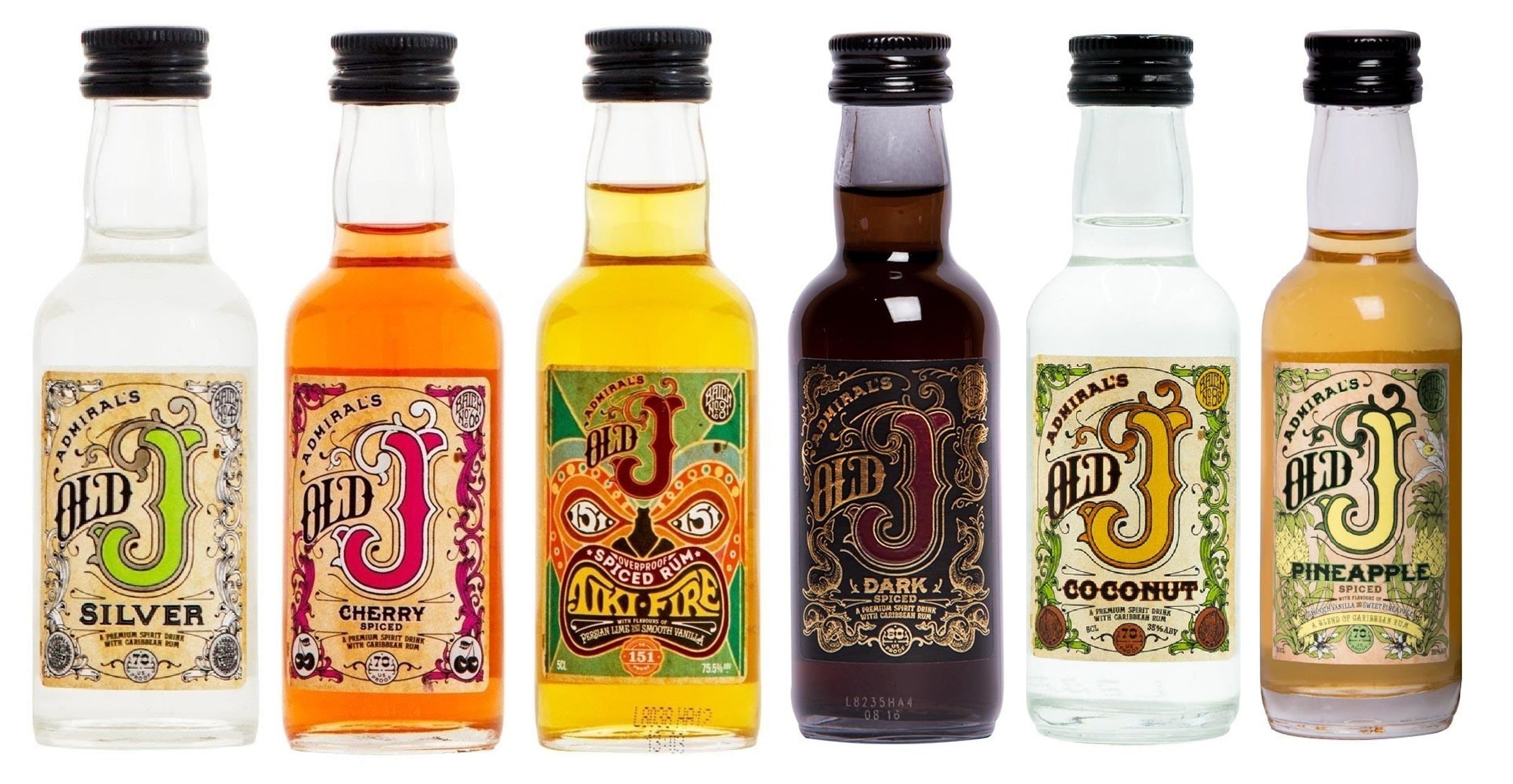 Old J Collection Rum 5cl Miniatures   Set of 6