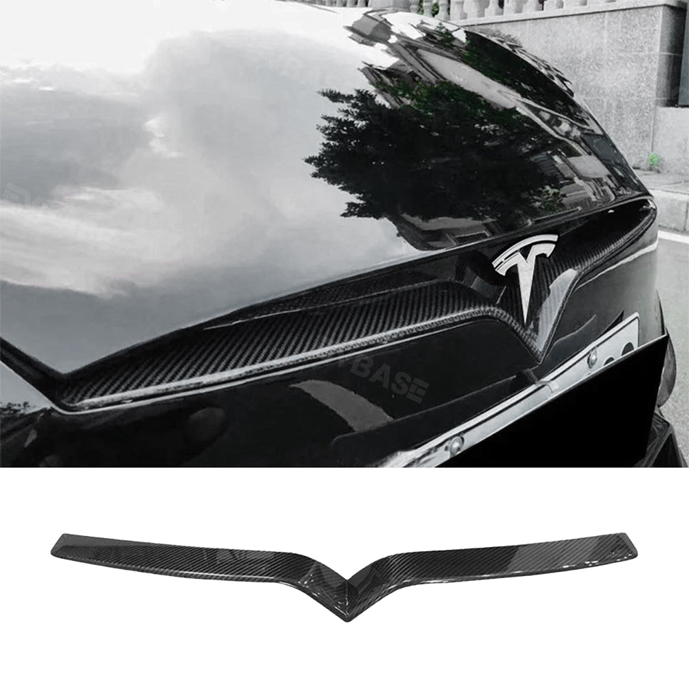 EVBASE PREMIUM EV&TESLA ACCESSORIES Model S/X Front End Inlay Real Carbon Fiber Decorative V Trim Strip Panel for Tesla