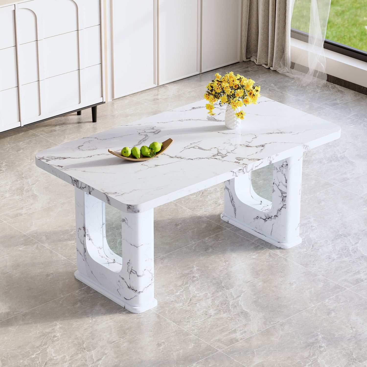 2594 Streamdale Marble Texture Dining Table   MDF  Modern Style