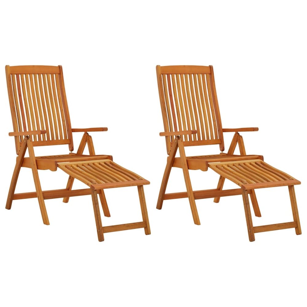 2736 Folding Patio Chairs with Footrests 2 pcs Solid Wood Eucalyptus