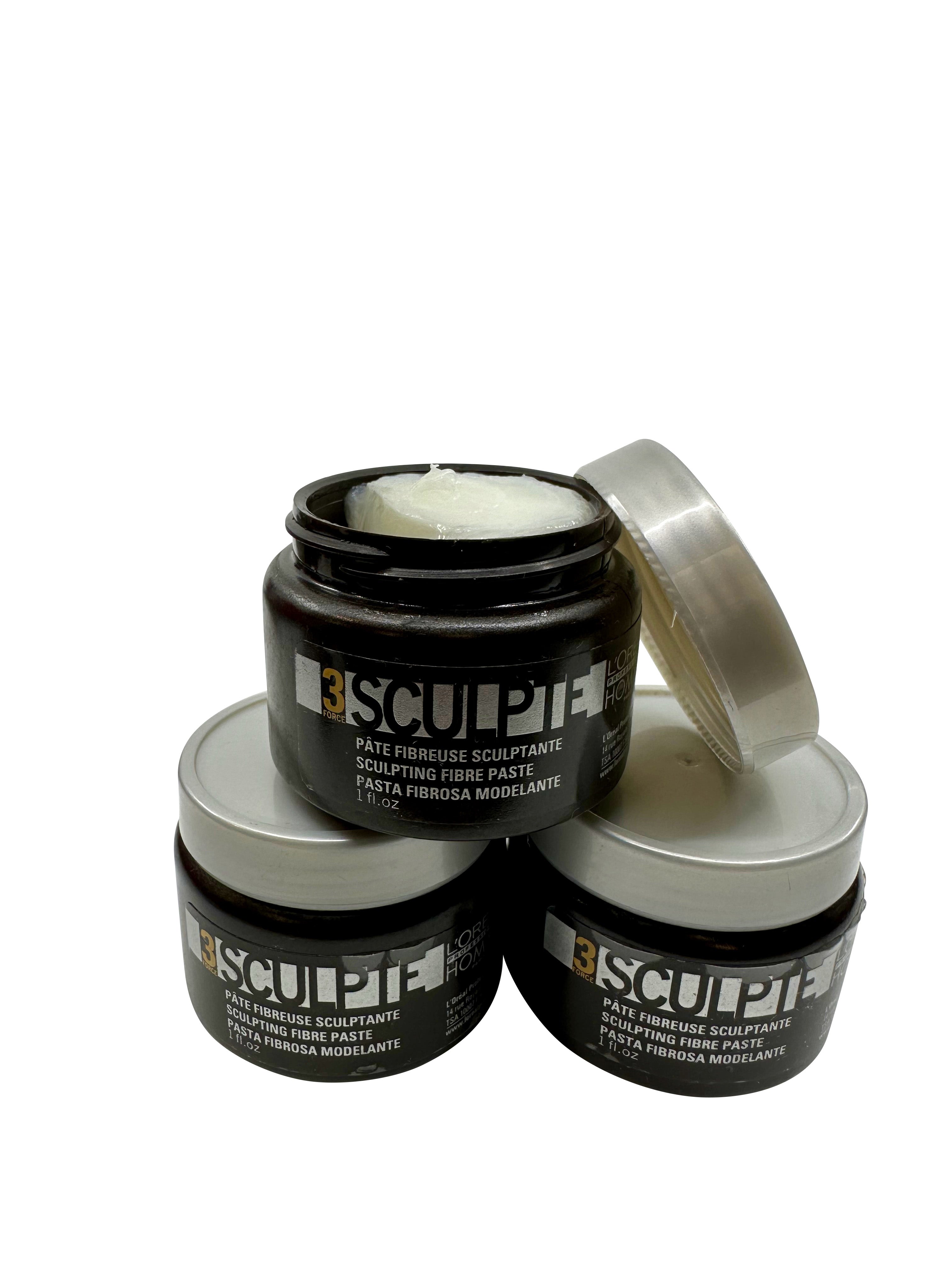 2198 L'Oreal Homme 3 Force Sculpte Sculpting Fiber Paste 1 OZ Set of 3