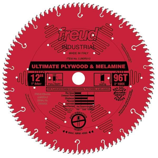 FREUD LU80R012 Circular Saw Blade 12" x 1" Bore x 96 Tooth Hi ATB
