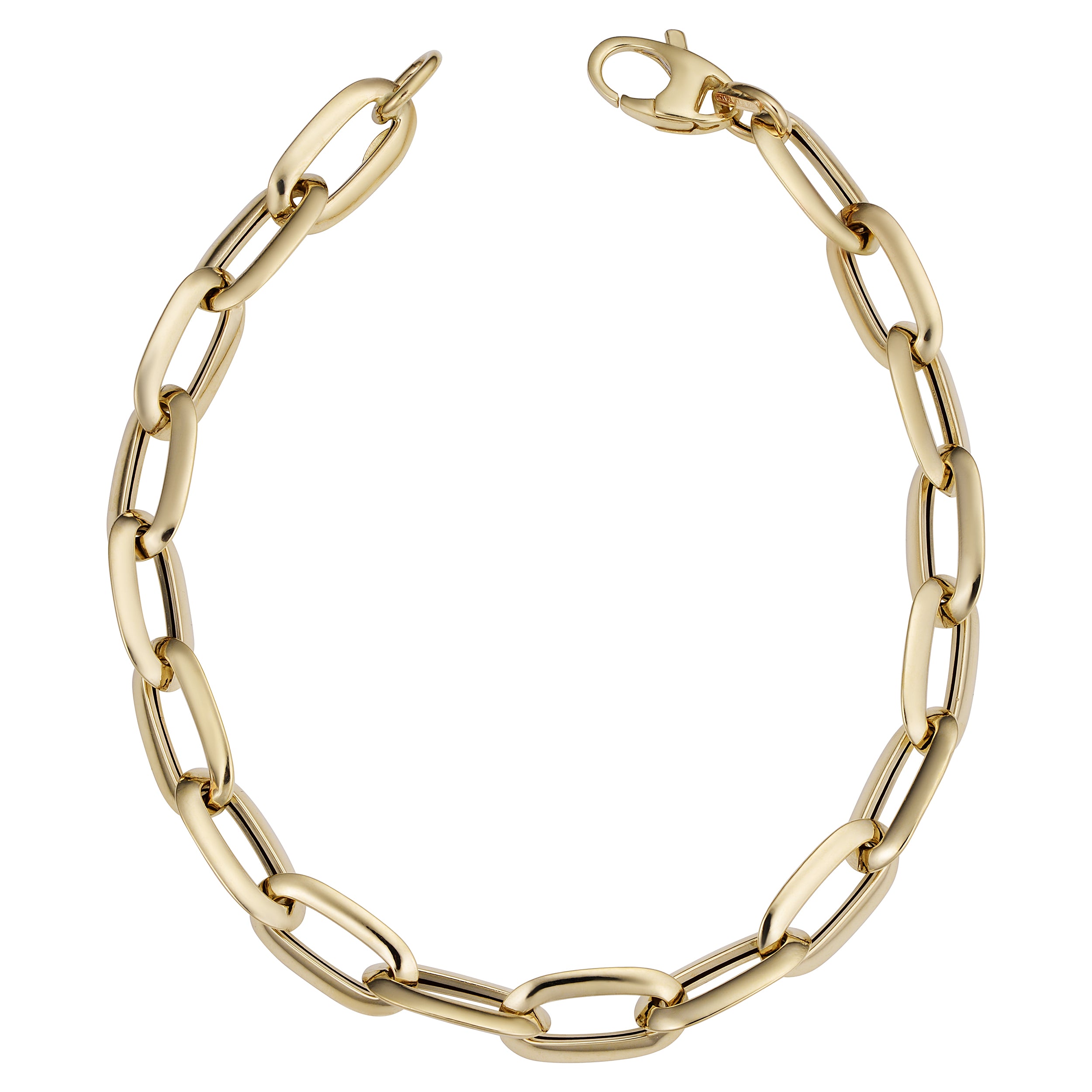 2098 14k Yellow Gold Fancy Oval Link Bracelet (7mm  8 inch)