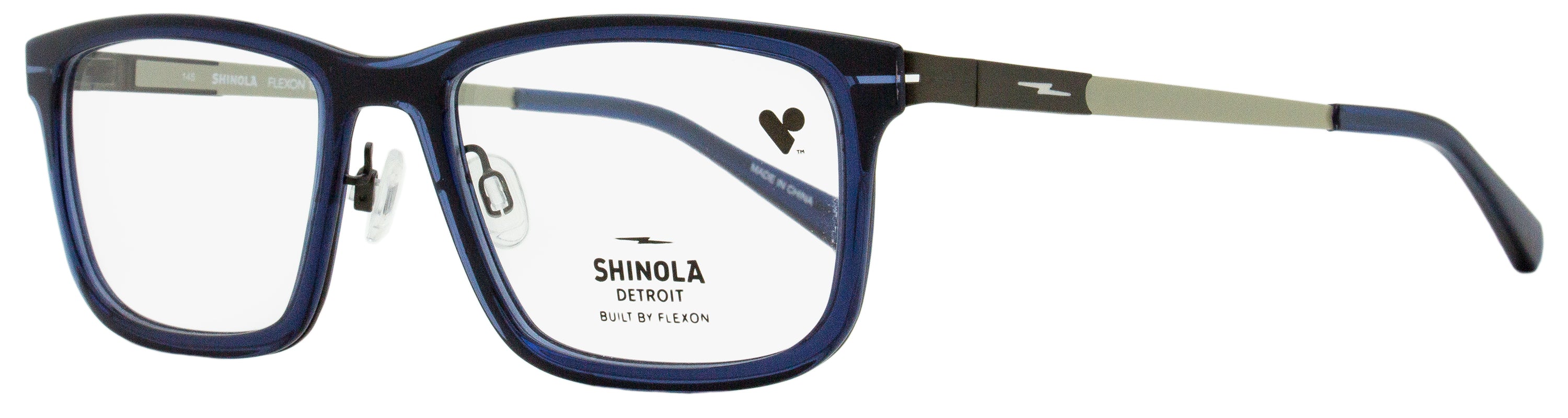 2279 Shinola Men's Flexon Temple Eyeglasses SH37000 410 Crystal Navy 55mm