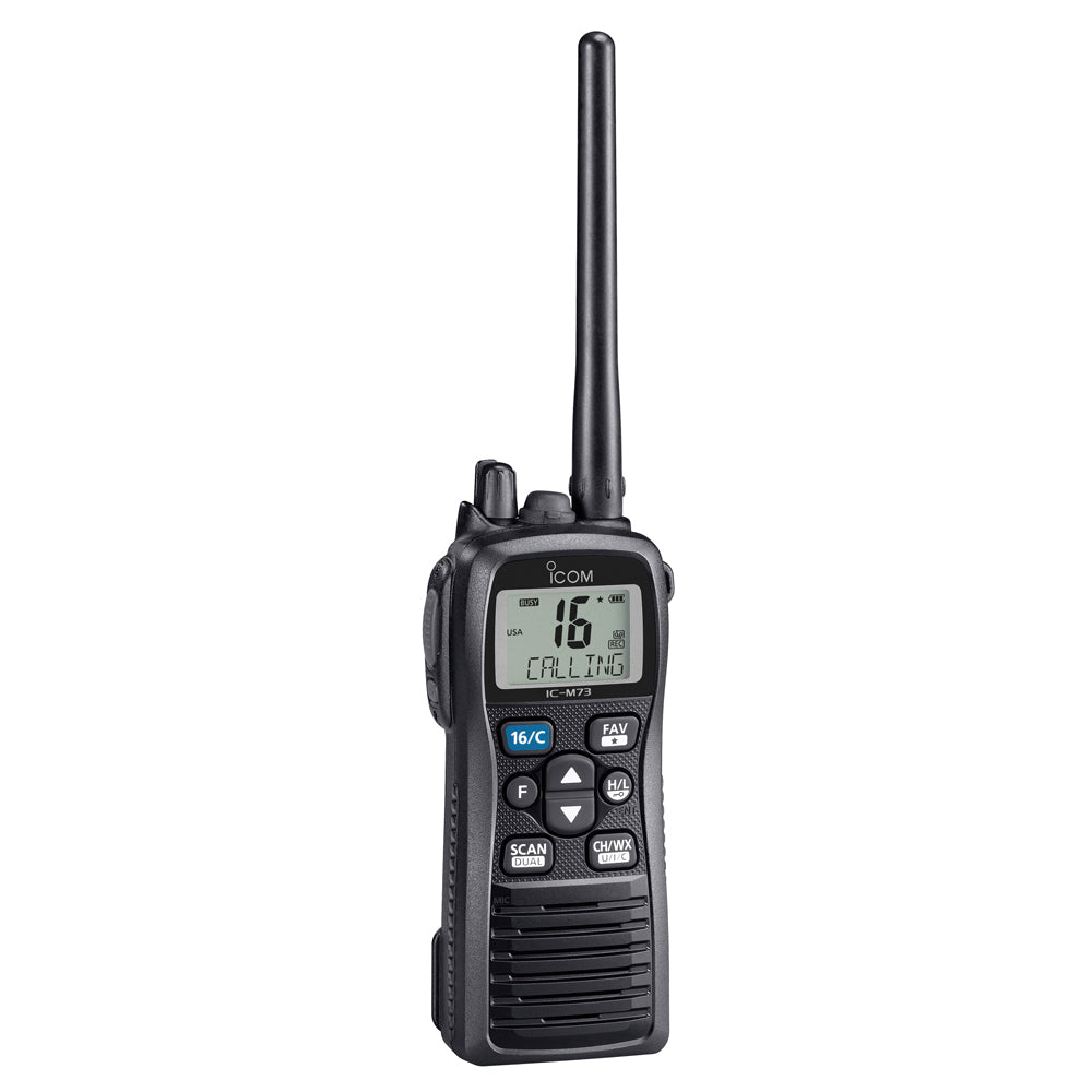 Icom M73 PLUS Handheld VHF Marine Radio w/Active Noise Cancelling Voice Recording   6W [M73 PLUS 71]