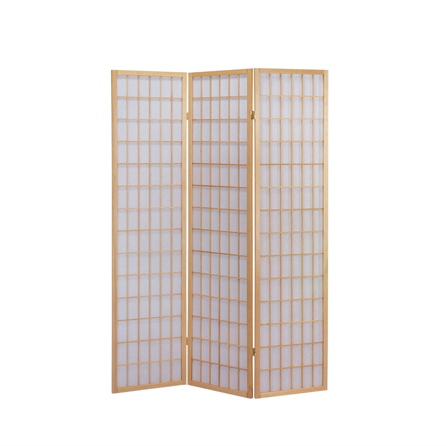 2736 3 Panel Wooden Room Divider Japanese Shoji Screen in Natural
