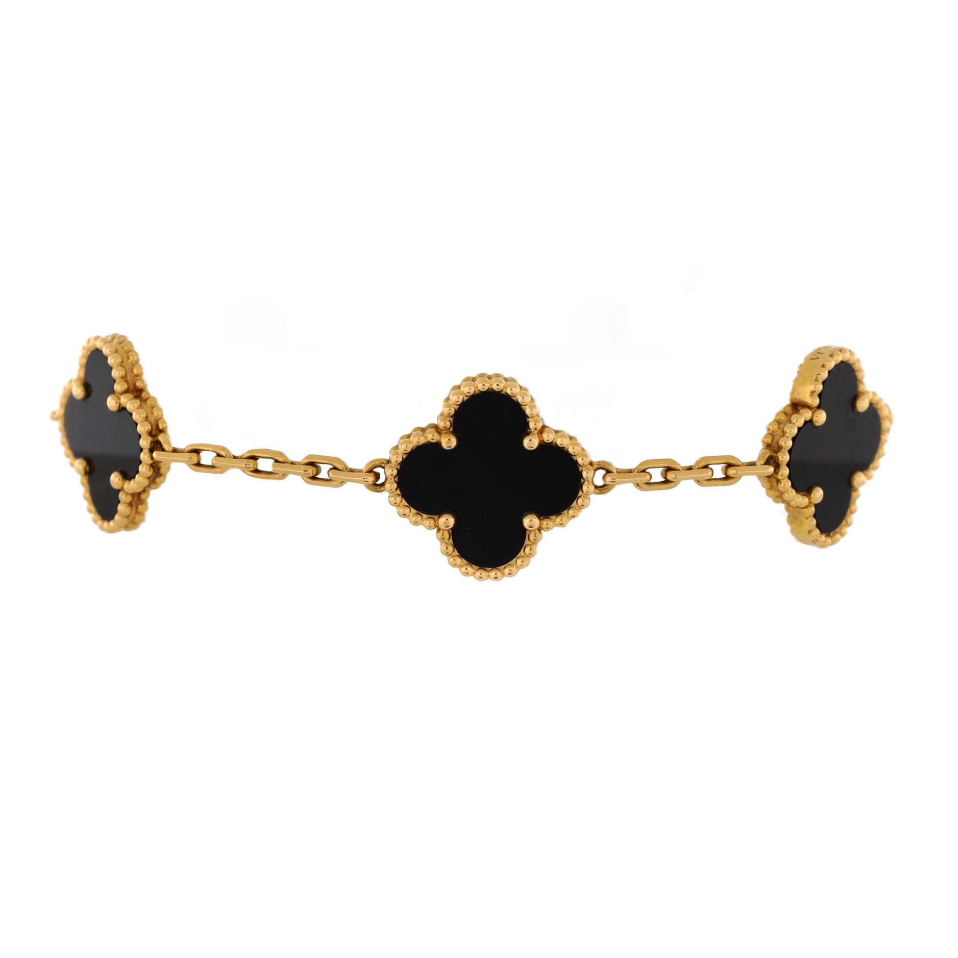 2860 Vintage Alhambra 5 Motifs Bracelet 18K Yellow Gold and Onyx