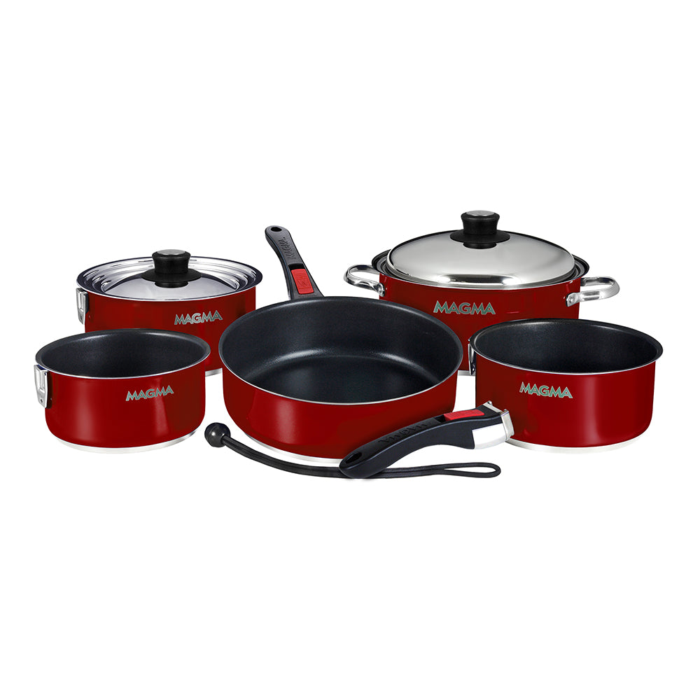 Magma Nestable 10 Piece Induction Non Stick Enamel Finish Cookware Set   Magma Red [A10 366 MR 2 IN]
