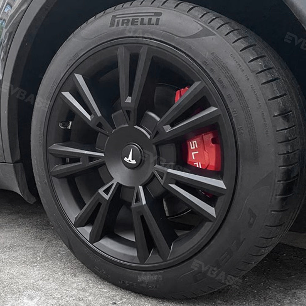 EVBASE PREMIUM EV&TESLA ACCESSORIES 50%OFF   EVBASE Model Y Wheel Covers 19 Inch Tesla Hub Caps Cyber Style 4PCS