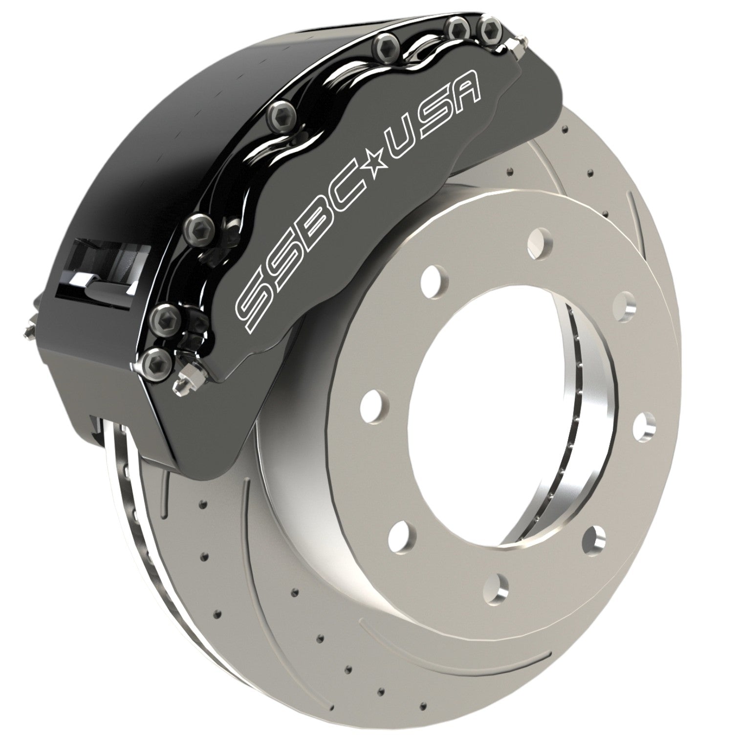 SSBC USA American Made B8 Barbarian 8 Piston Billet Aluminum Direct Fit Front Caliper Disc Brake Kit W/DS Rotors. Black