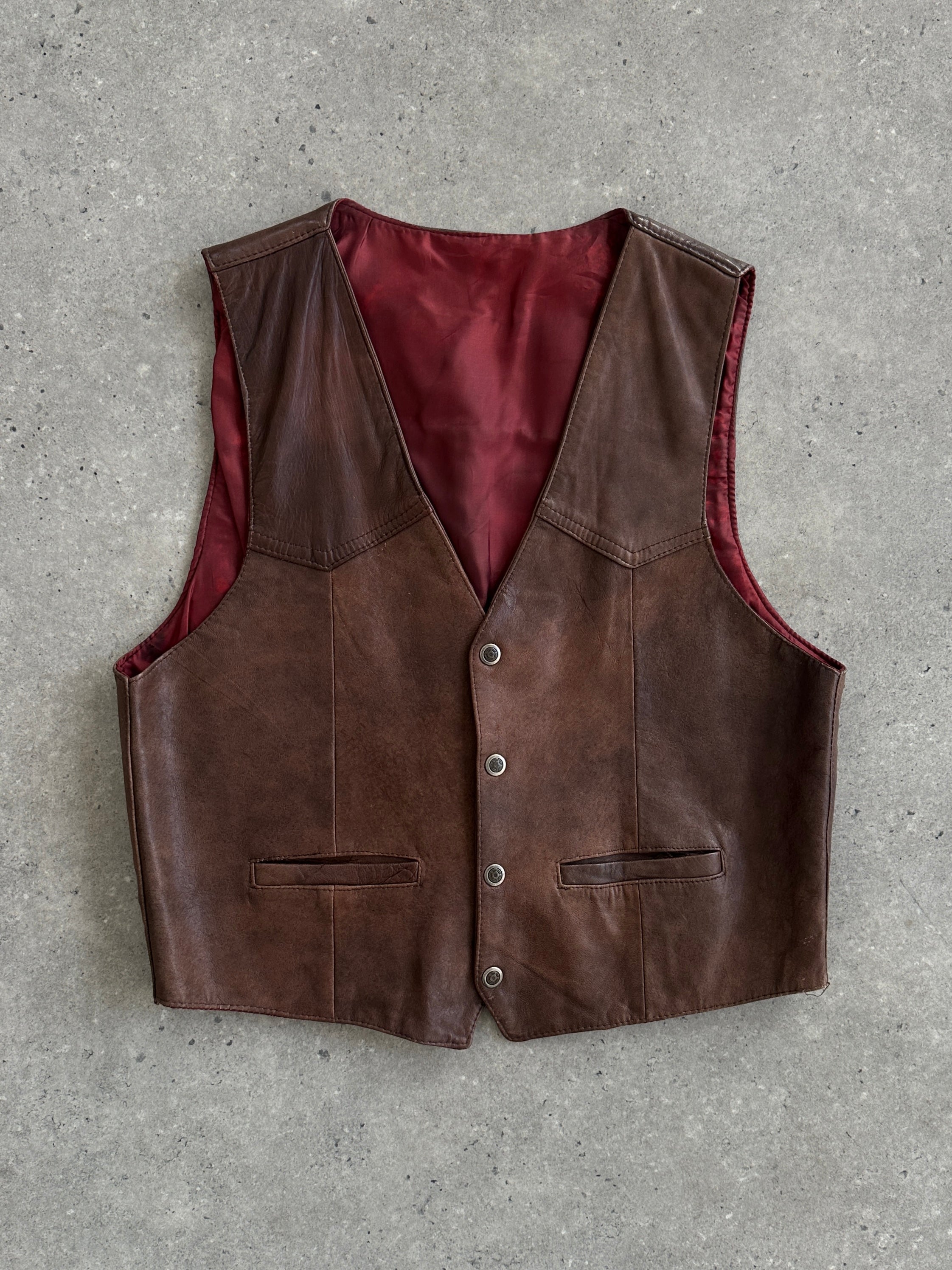 SYLK Italian Vintage Aged Leather Waistcoat   L