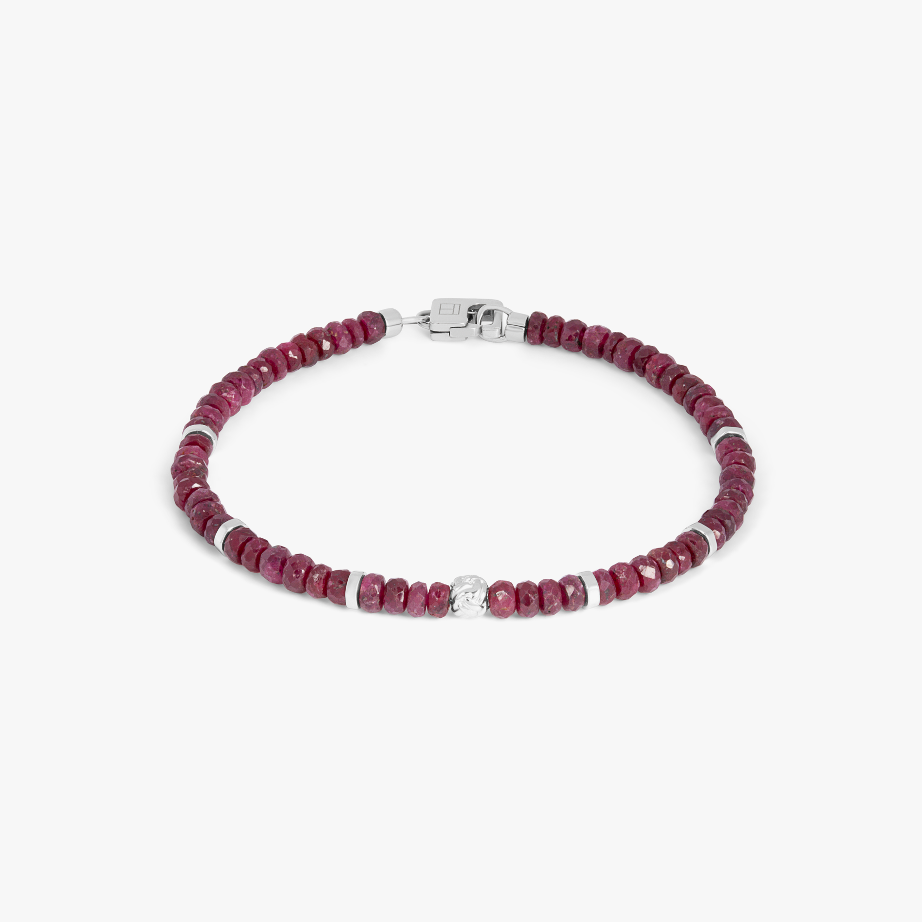 TATEOSSIAN Nodo Beaded Bracelet  In Rhodium Plated Silver With Ruby