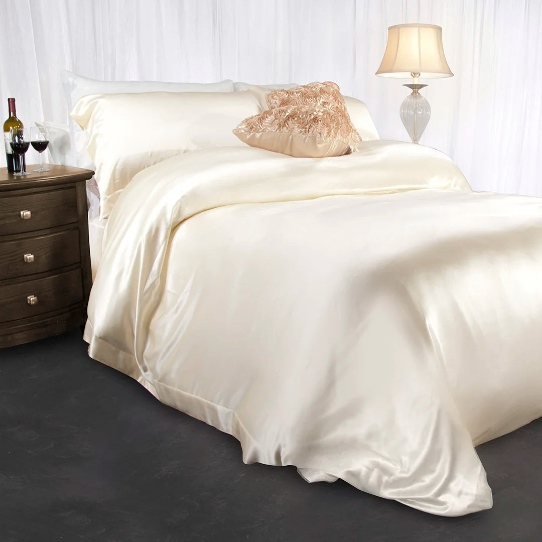 Aus Vio 100% Natural Charmeuse Silk Satin Luxurious Duvet Cover, Queen, Dawn Color BM12062