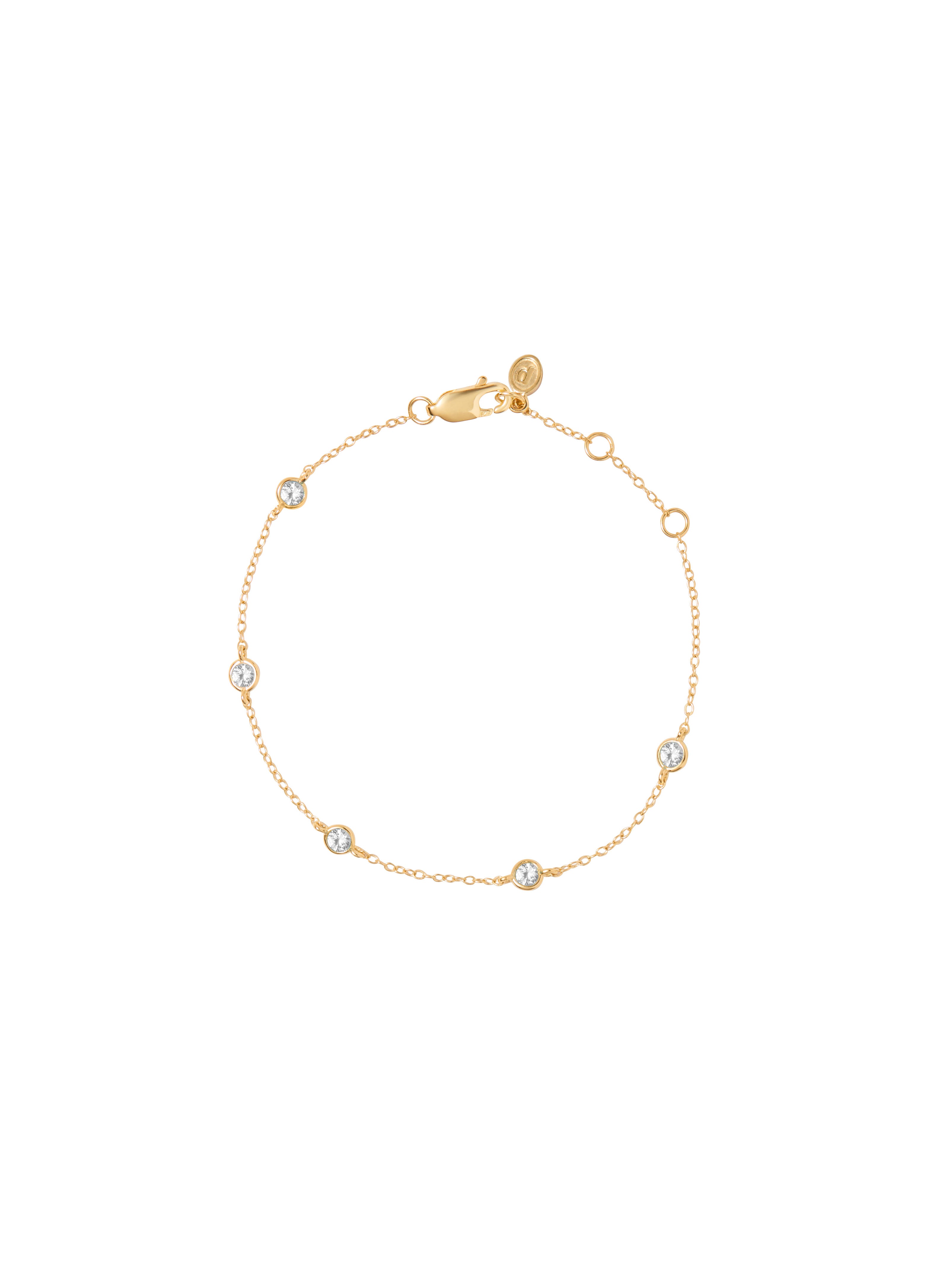 LOREN CLEMENCE  5 STONE STRAND BRACELET  GOLD