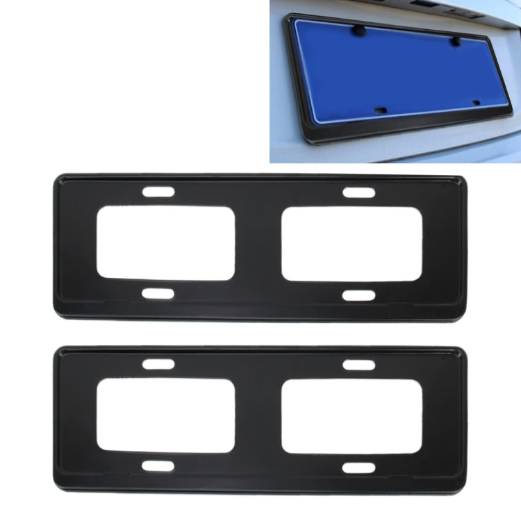 GARSUPPLY 2 PCS Car License Plate Frames Stainless Steel License Plate Frame(Black)