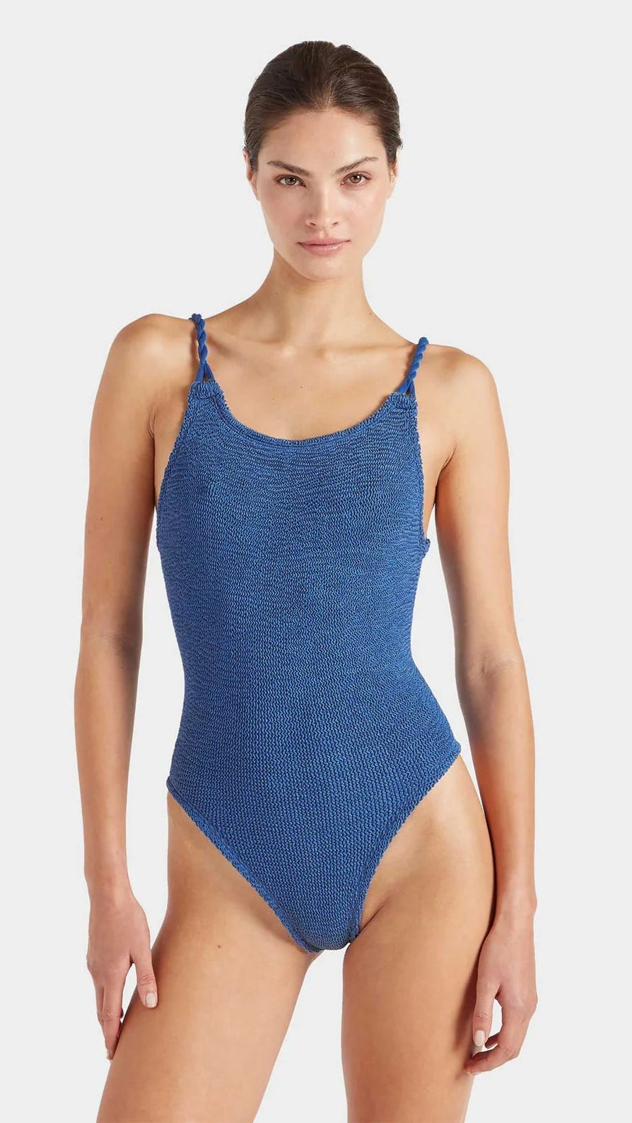 HUNZA G CAMILLIE METALLIC DENIM CRINKLE SWIM