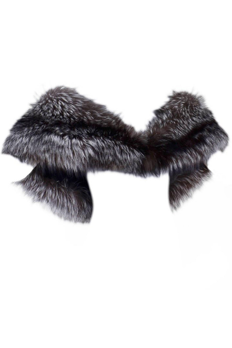 Carolina Herrera Silver Fox Fur Stole With Silk Lining