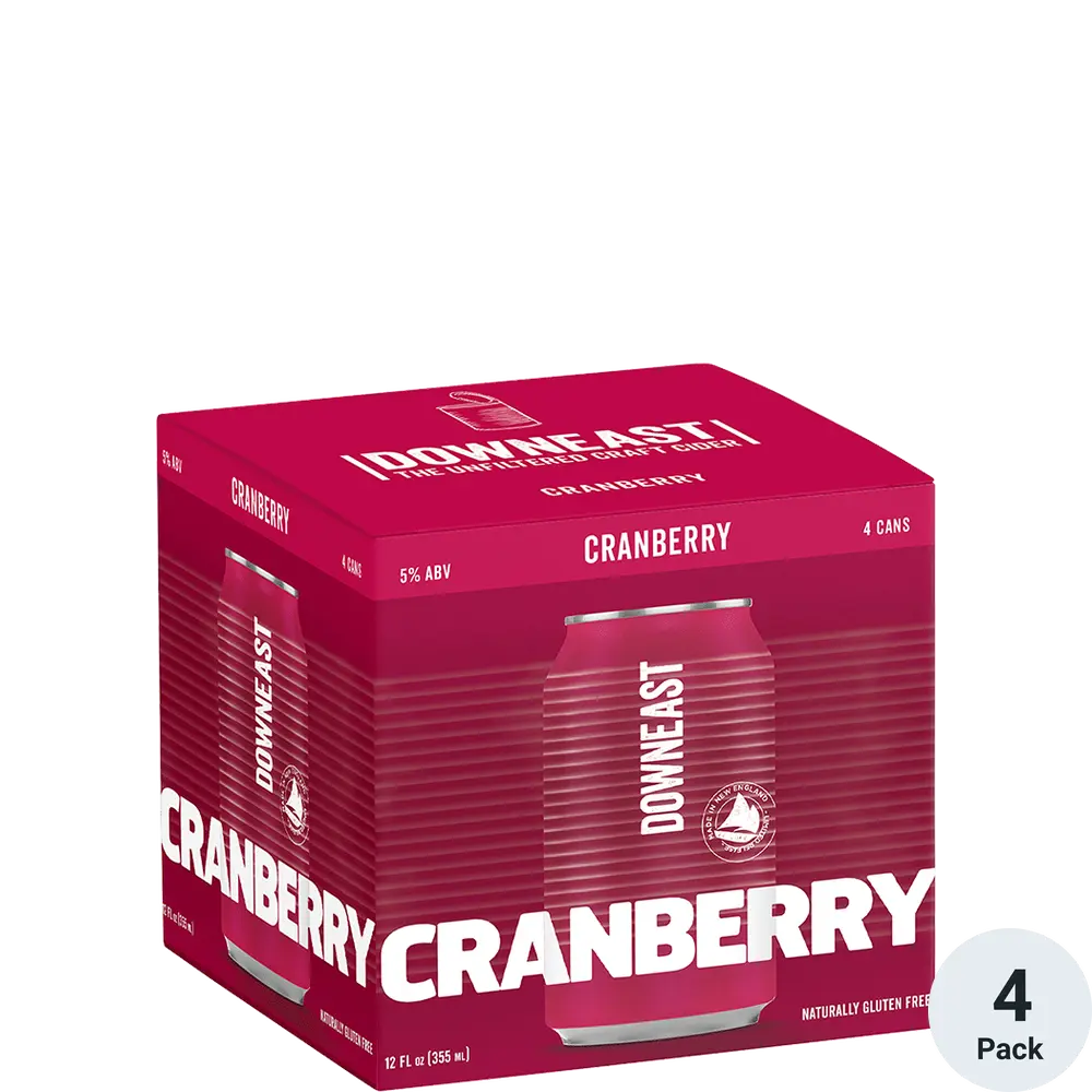 Downeast Unfiltered Cranberry Blend Cider 12 Oz Can 4 Pack