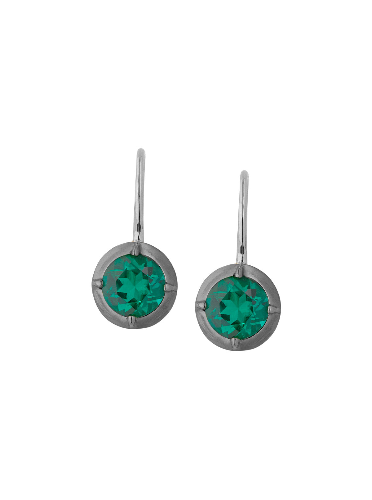 DORSEY LUCIEN NANO EMERALD LATCHBACK EARRINGS  SILVER