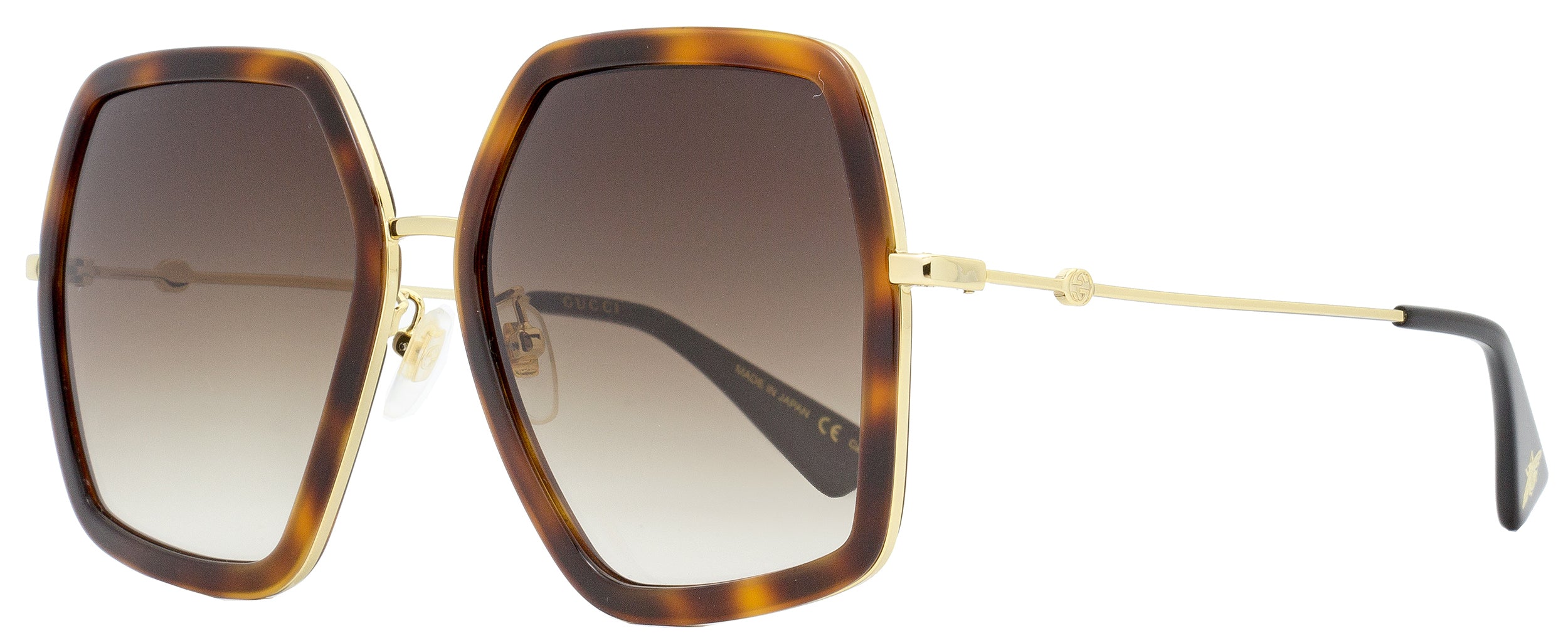 Gucci Square Sunglasses GG0106S 002 Gold Havana 56mm 0106