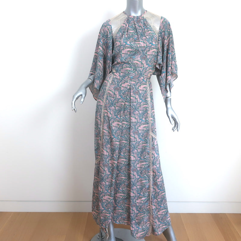 NANCY ELLIN Zadig & Voltaire Maxi Dress Rielle Pink Snake Chains Print Size Extra Small