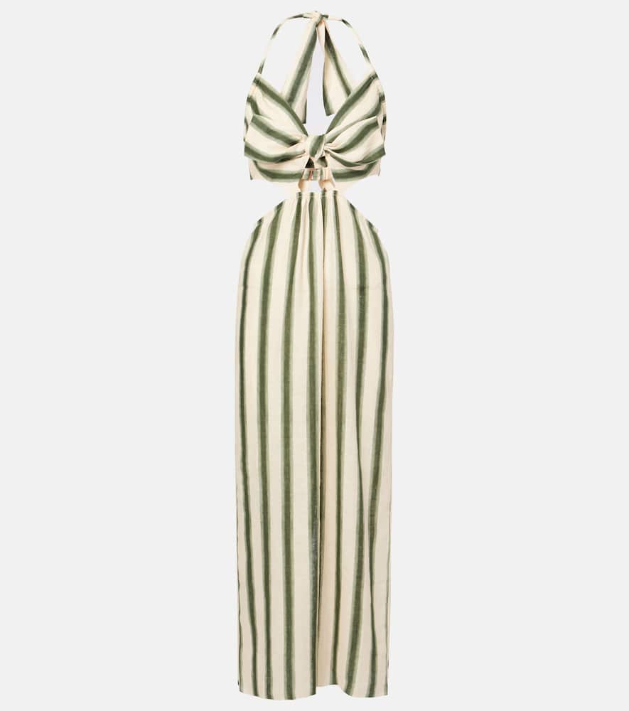 Johanna Ortiz Los Siete Mares striped cutout midi dress