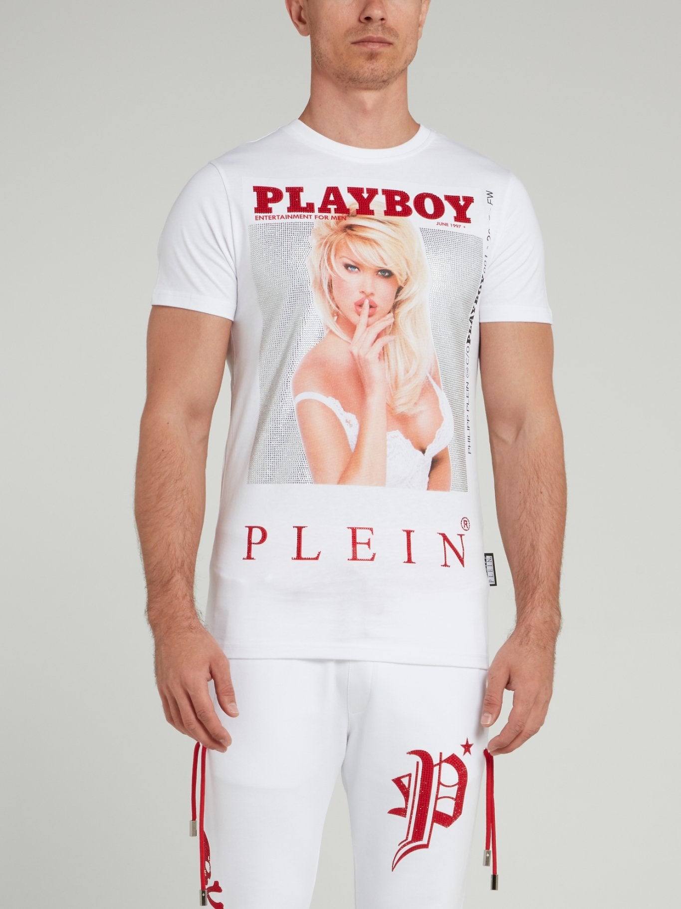 PHILIPP PLEIN White Studded Playboy T Shirt
