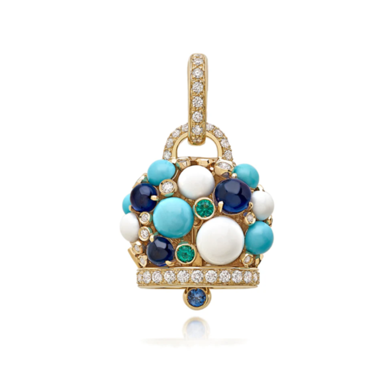 Chantecler Capri "Capri 1947" Campanella Charm in 18K White Gold and Precious Stones