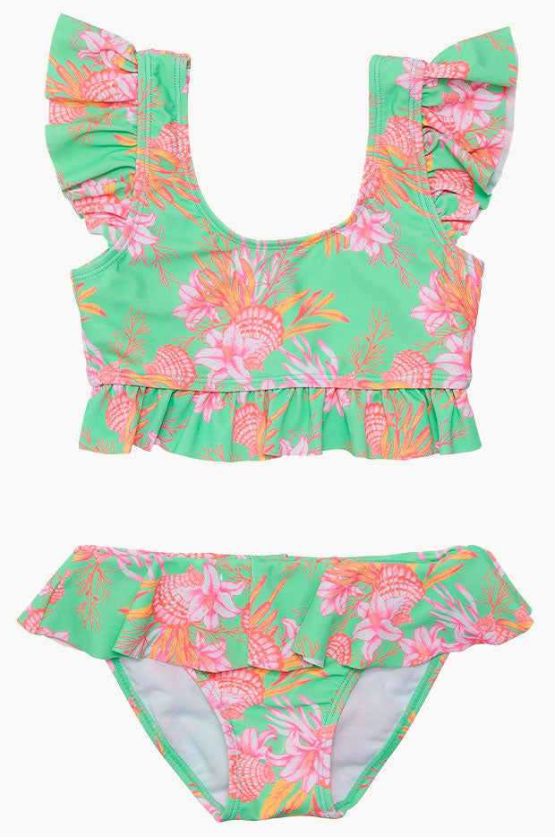 SNAPPER ROCK Girls Coastal Shells Frill Crop Set