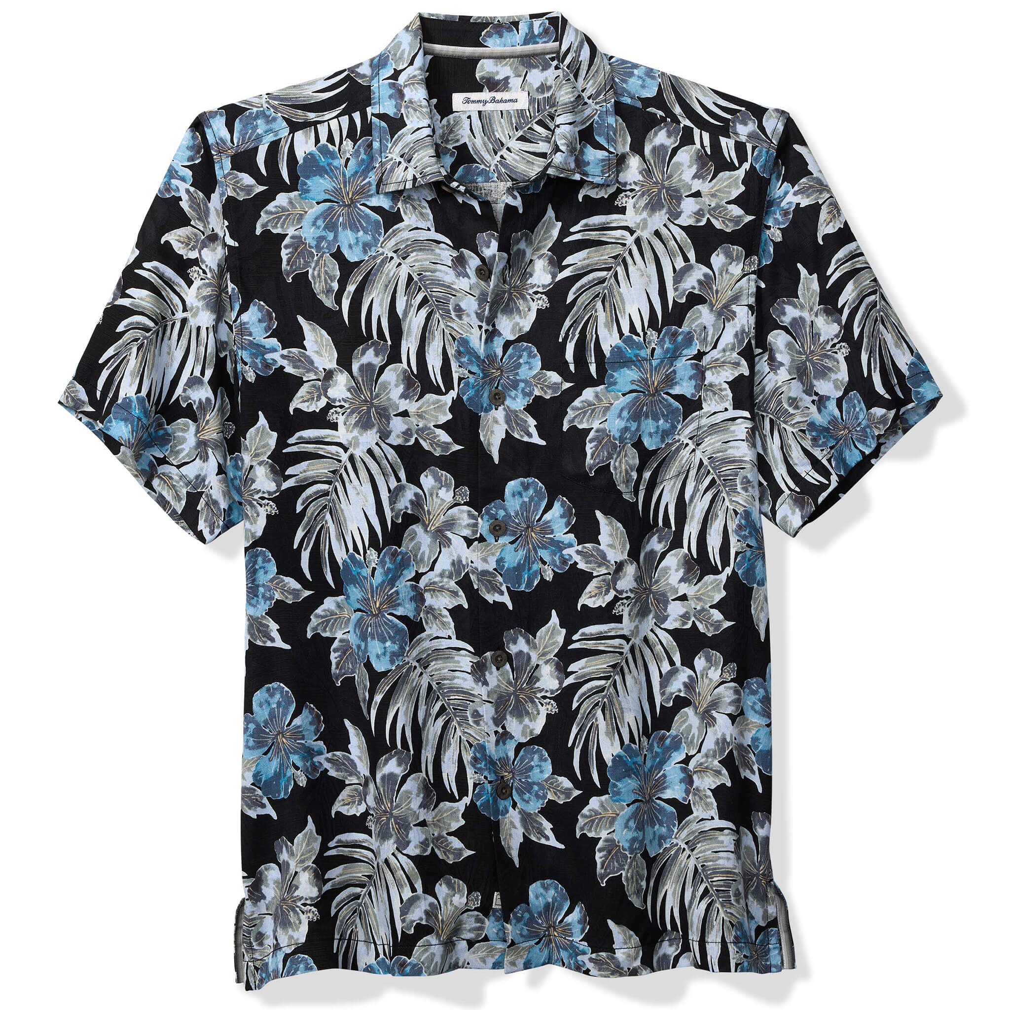 TOMMY BAHAMA MENS Tommy Bahama Men's Ravello Blooms Silk Camp Shirt   Matte Black