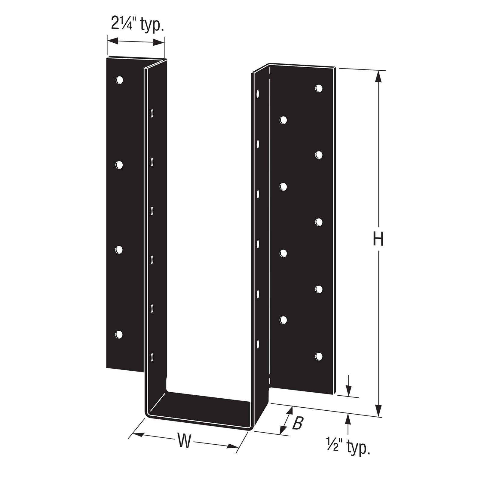 SIMPSON STRONG TIE Simpson UA15HDG U Shaped Architectural Joist Hanger   Hot Dip Galvanized
