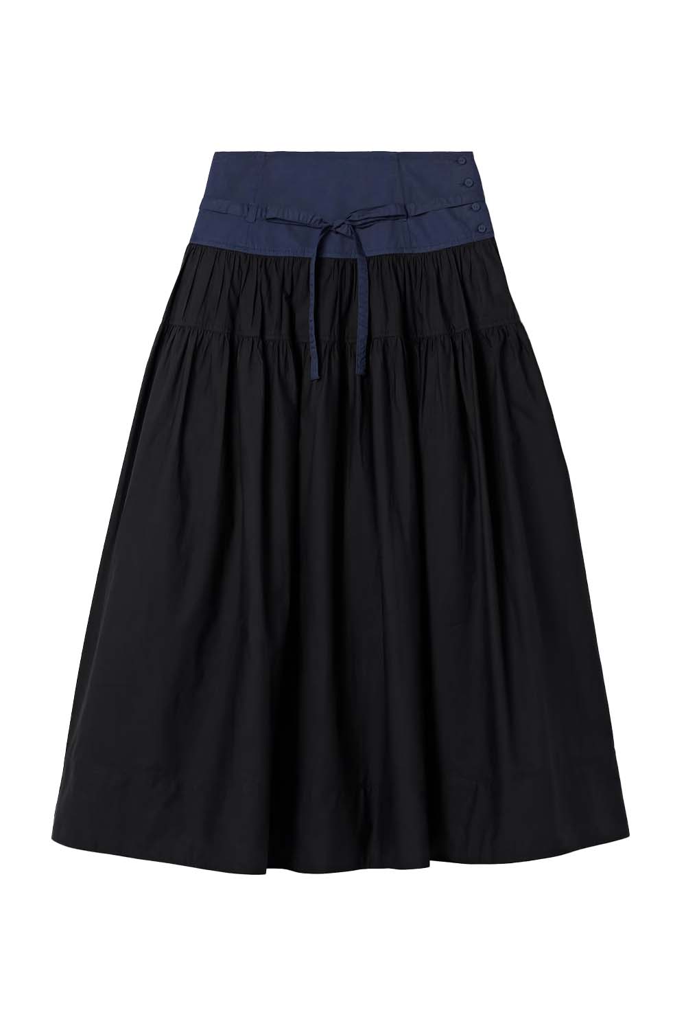 ULLA JOHNSON Angeline Colour Blocked Cotton Midi Skirt