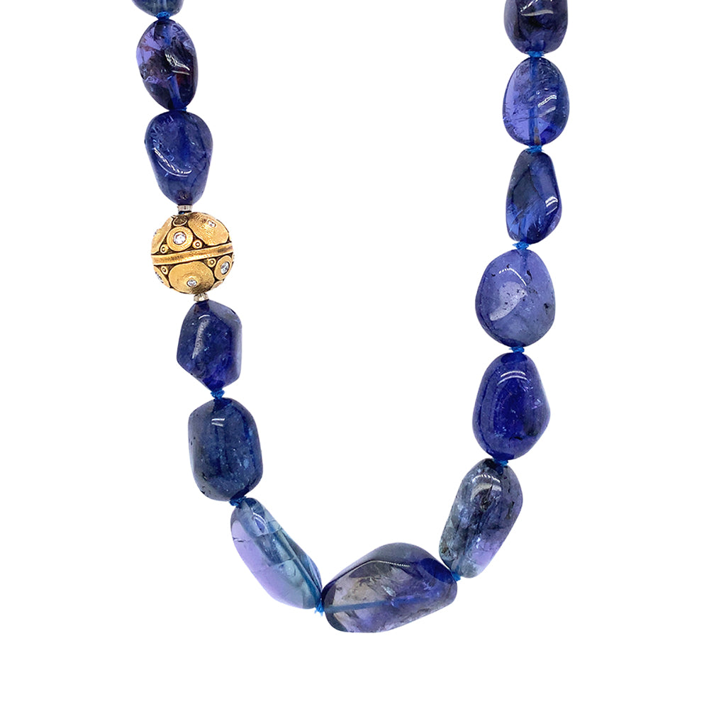 ALEX SEPKUS Tanzanite Beaded Necklace & Vario Clasp  "Lillies"
